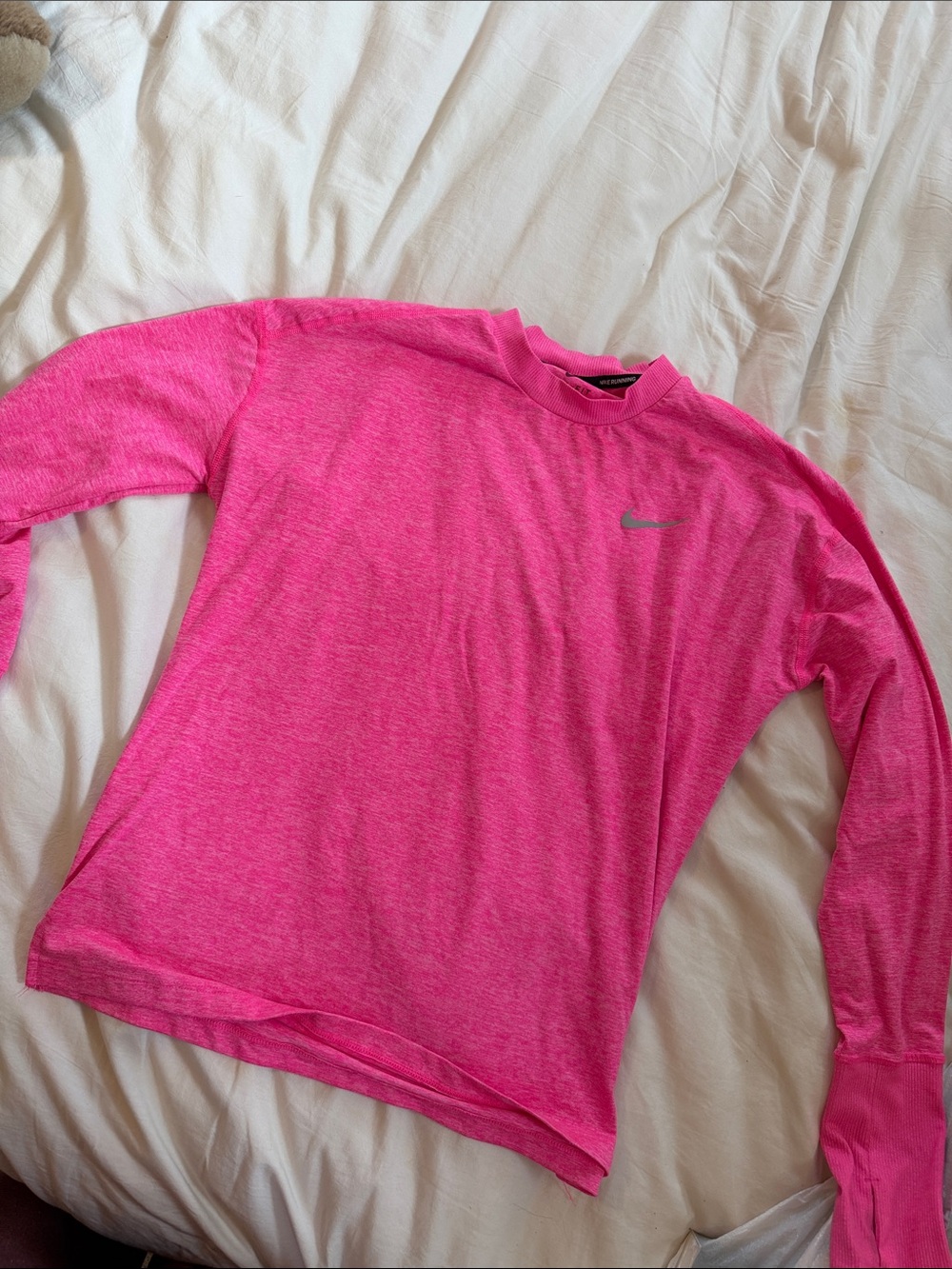 Nike Pink Heathered Long Sleeve Performance Top